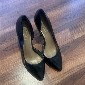 BCBG Black Patent Pointed-Toe D'Orsay Pumps